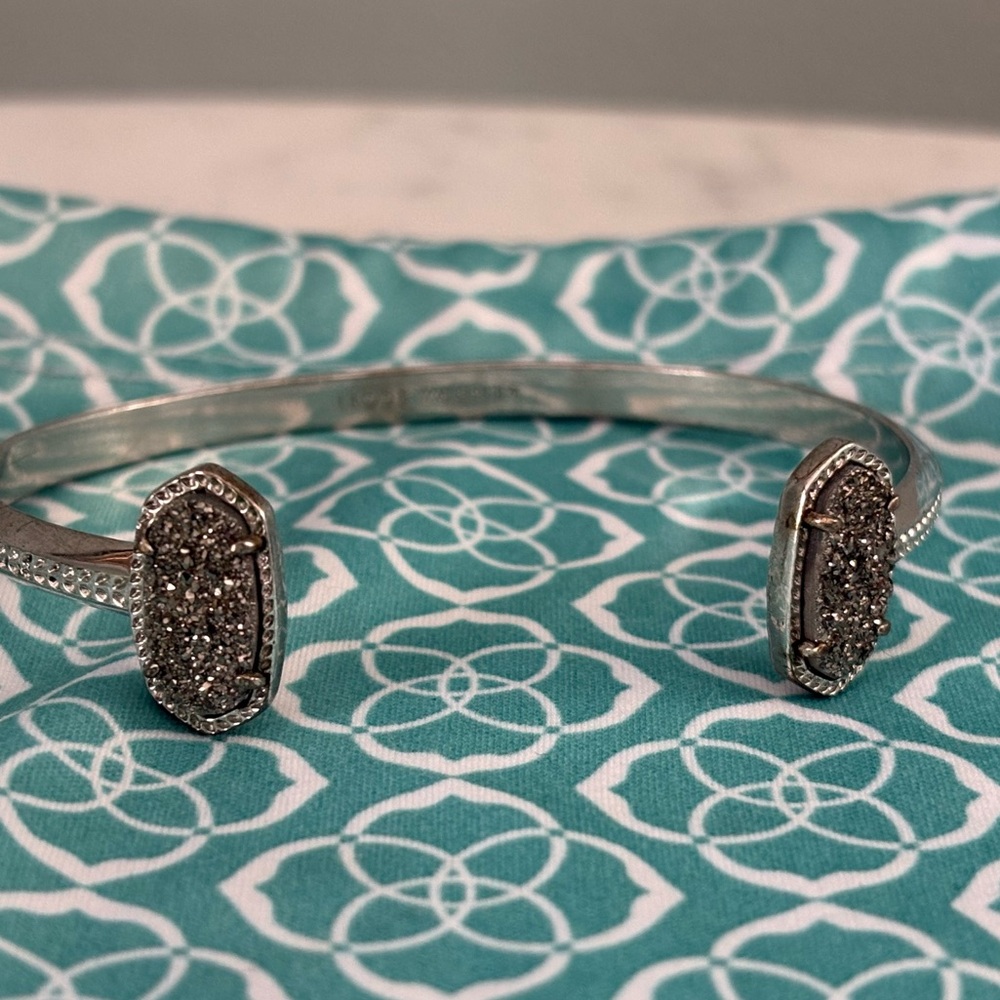 Kendra Scott Edie Silver Cuff Black Pave Bracelet